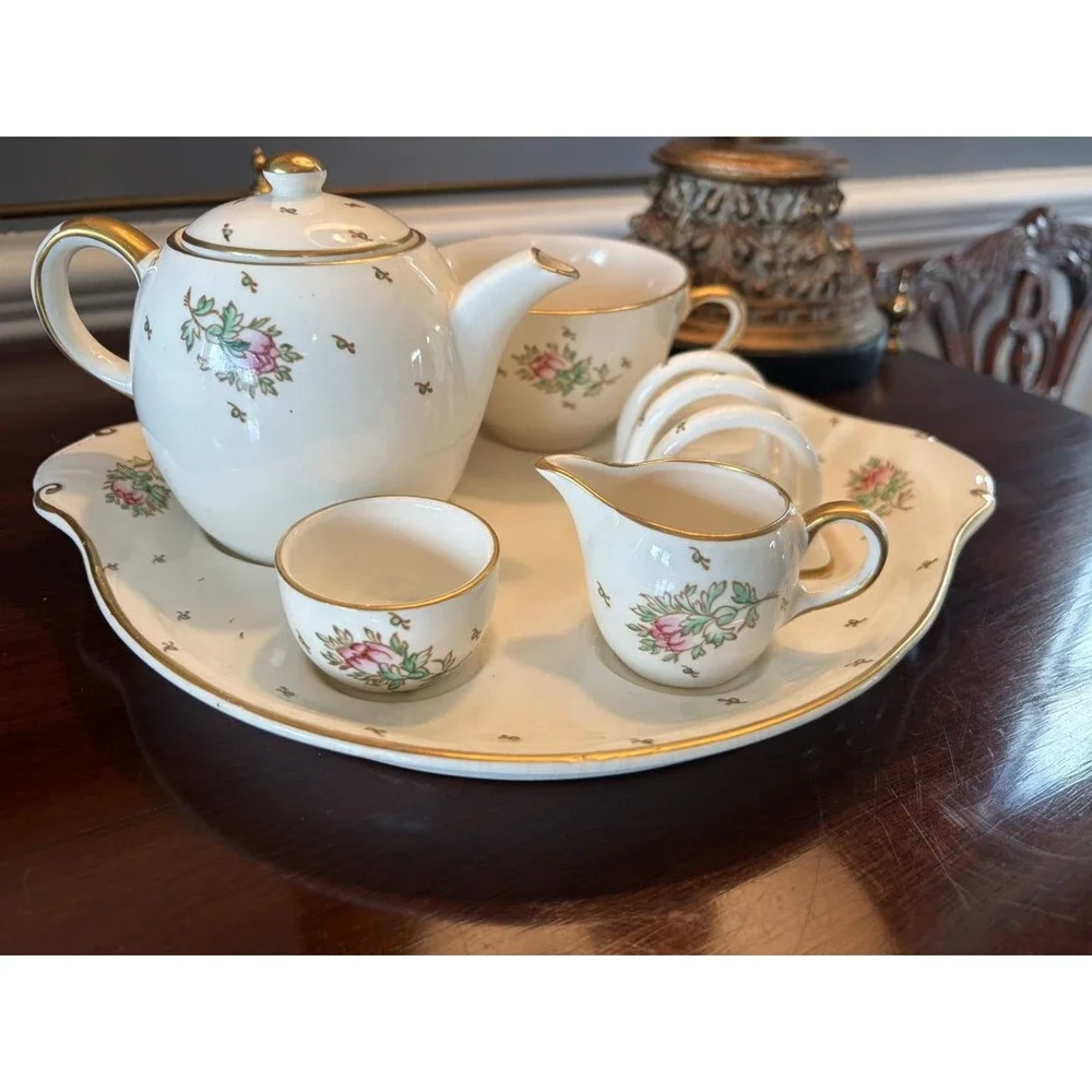 Vintage 1930's Gray's Pottery Breakfast Service Tea Set for One Floral Design